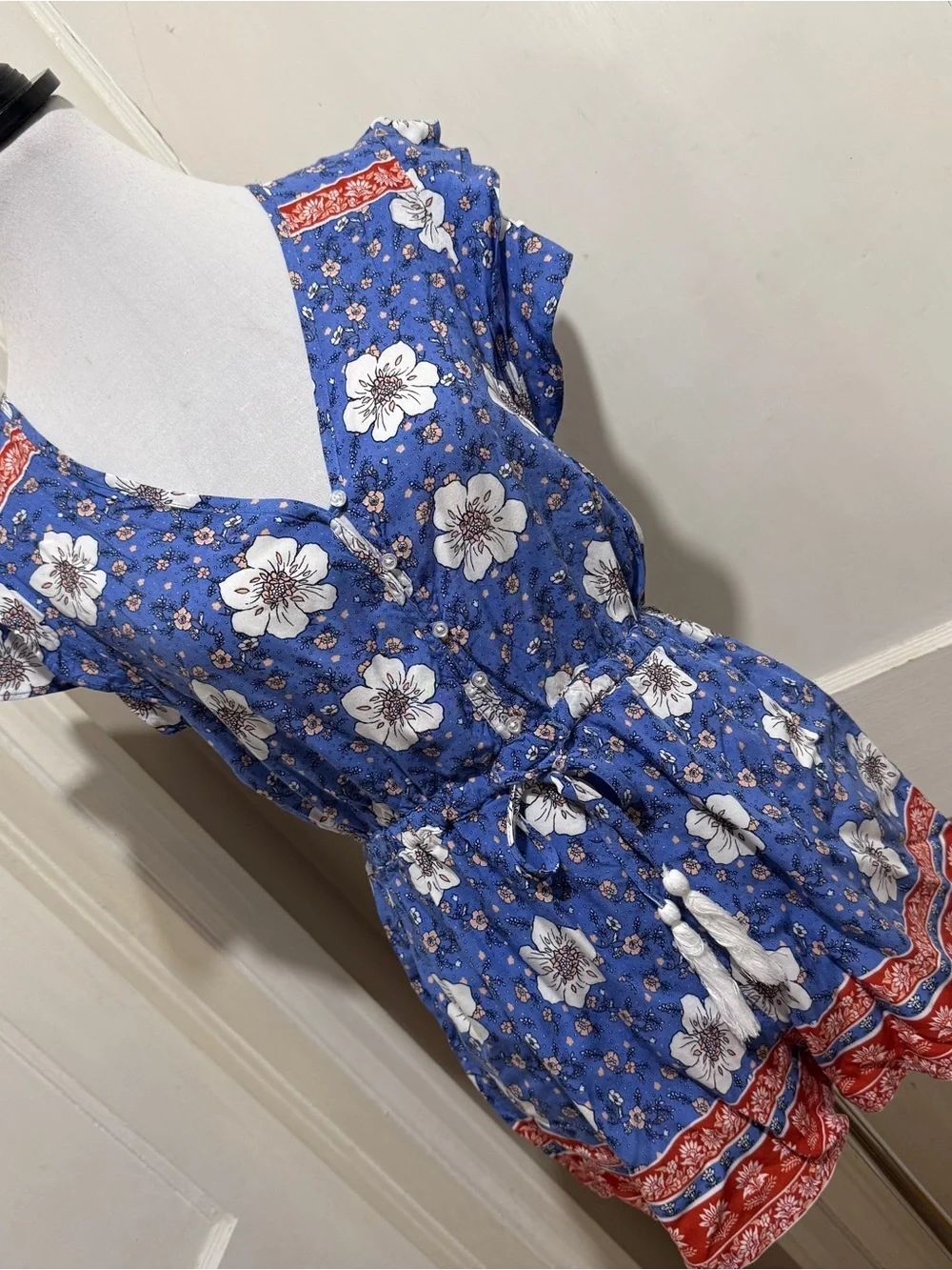 Forever 21 Pink and Blue Floral Romper
